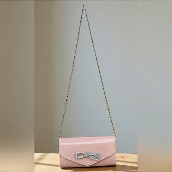 Elegant Pink Clutch with Silver Chain - Picture 15 of 15